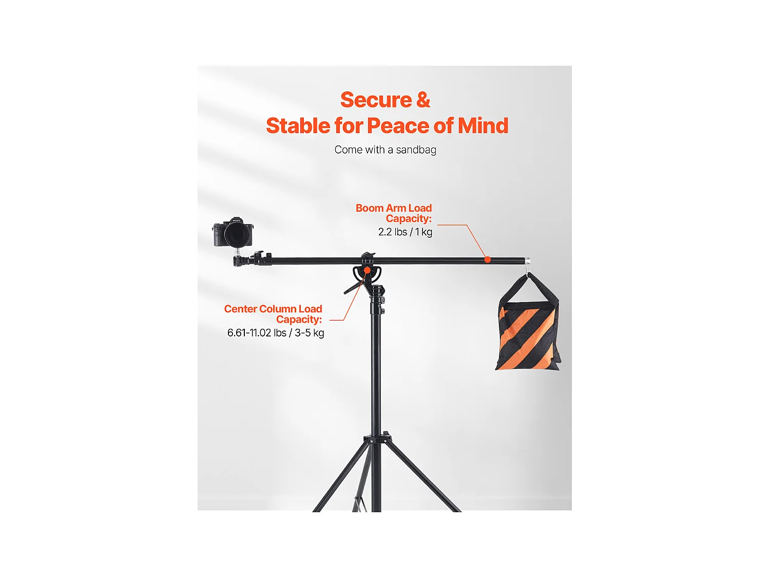 Support d'Éclairage Photographique en Aluminium SucceBuy Rembourré, avec Bras Télescopique, Réglable