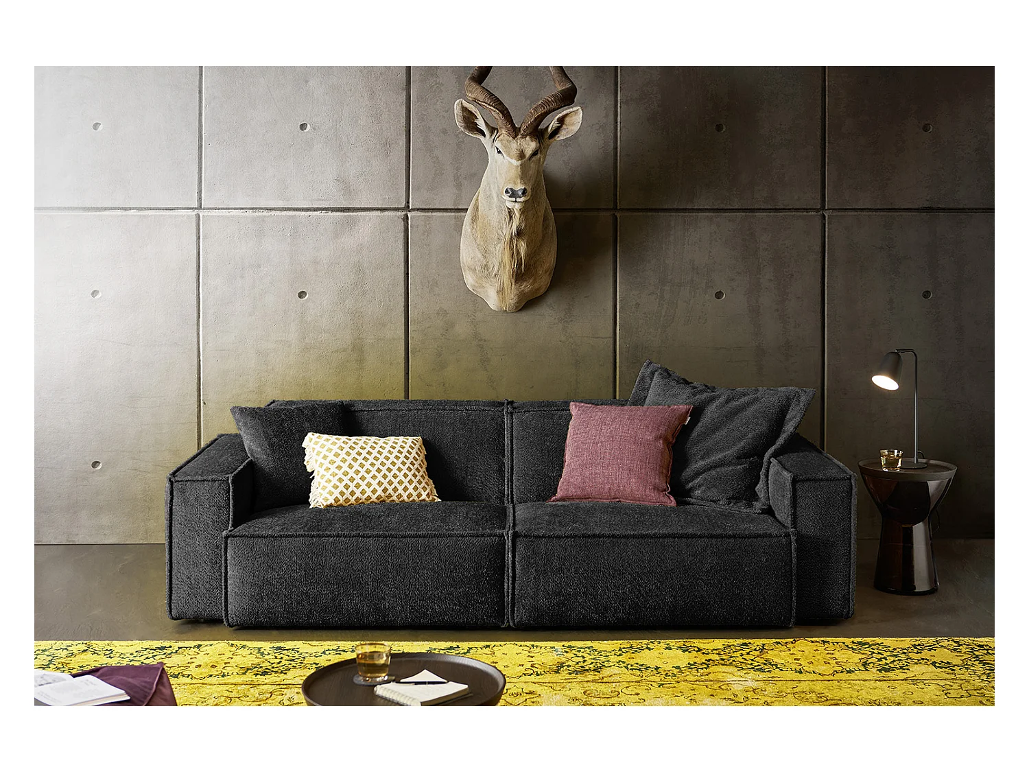 Canapé - Noir tissu tissé - SAMU