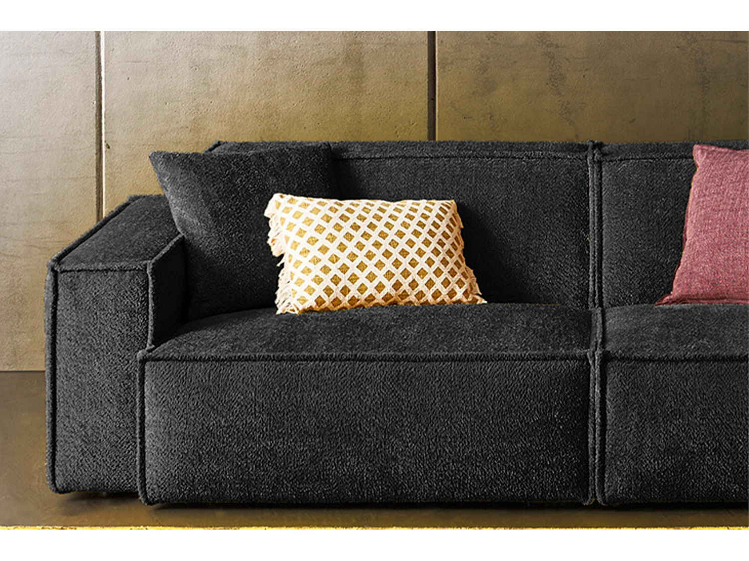 Canapé - Noir tissu tissé - SAMU