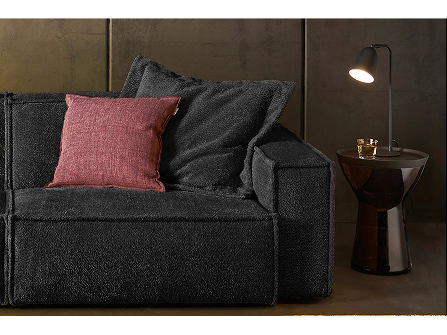 Canapé - Noir tissu tissé - SAMU