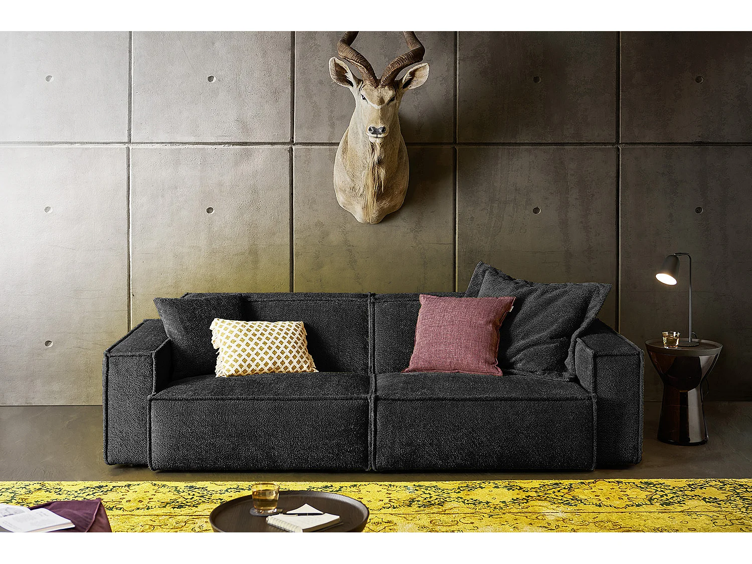 Bank - Zwart Geweven stof - SAMU