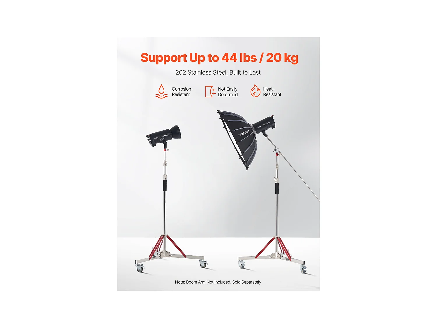 Support d'Éclairage Robuste SucceBuy avec Roulettes, Trépied de 320 cm