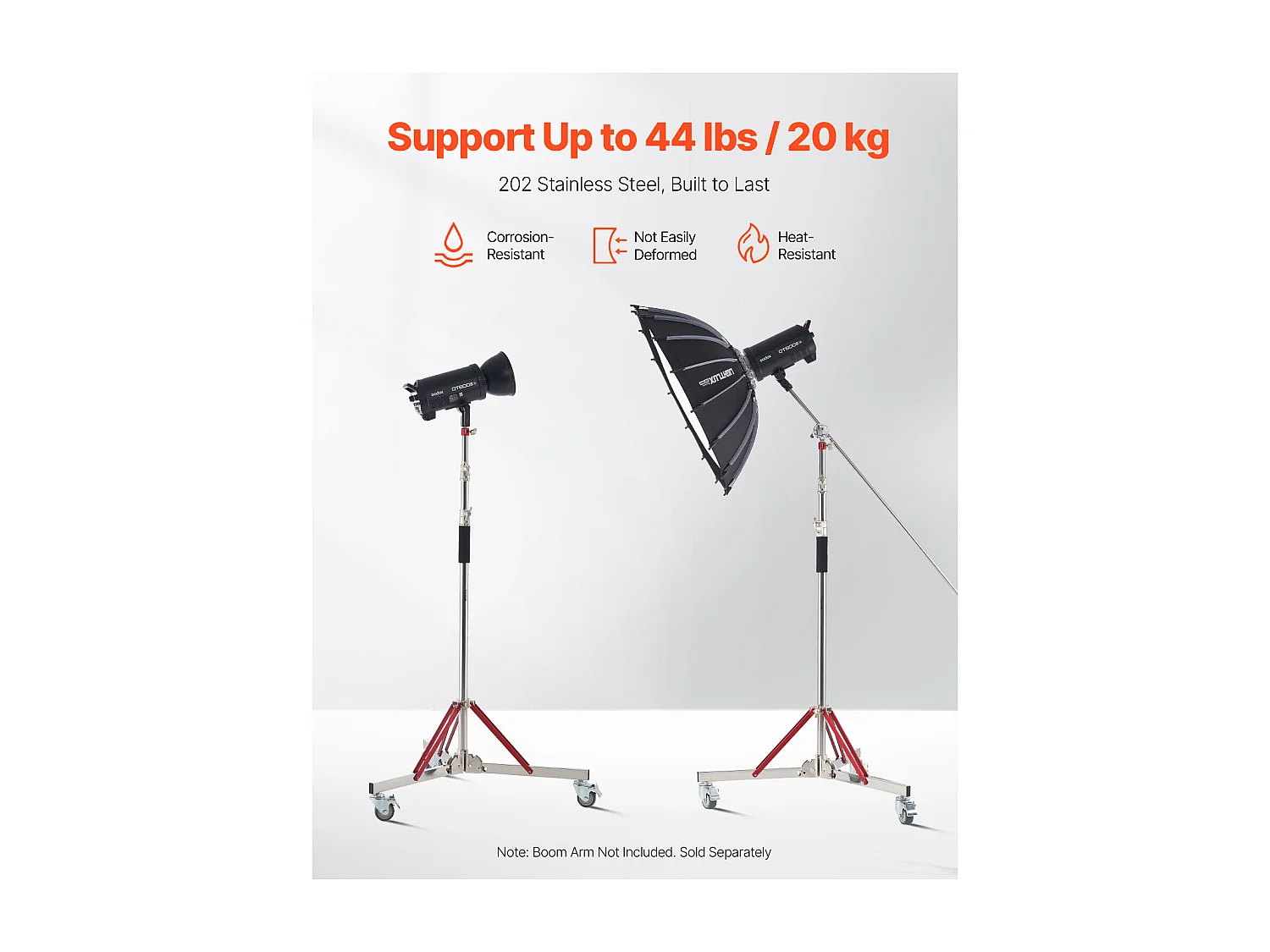 Support d'Éclairage Robuste SucceBuy avec Roulettes, Trépied de 320 cm