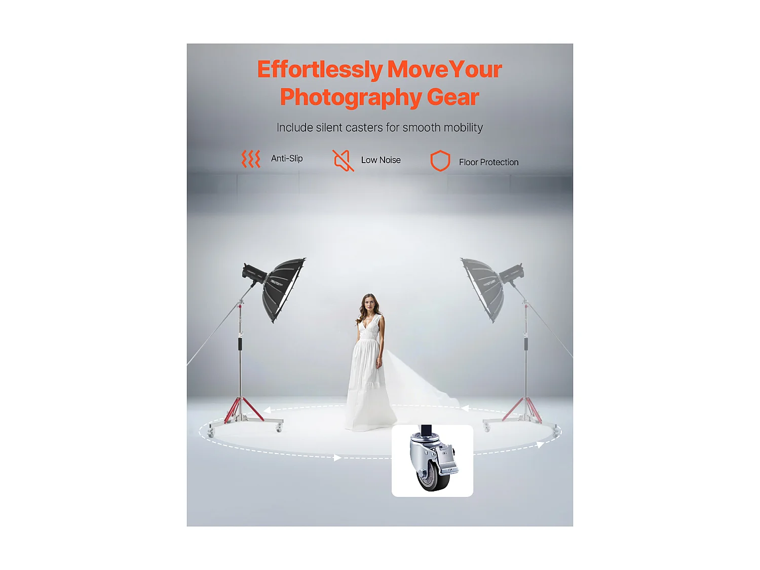 Support d'Éclairage Robuste SucceBuy avec Roulettes, Trépied de 320 cm