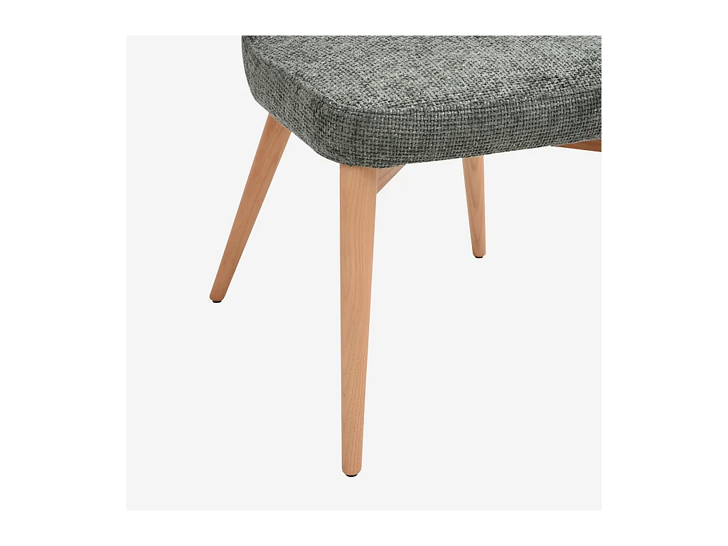 Habitat - Lot de 2 chaises en tissu chenille et bois massif couleur chêne - Vert sapin - Luris