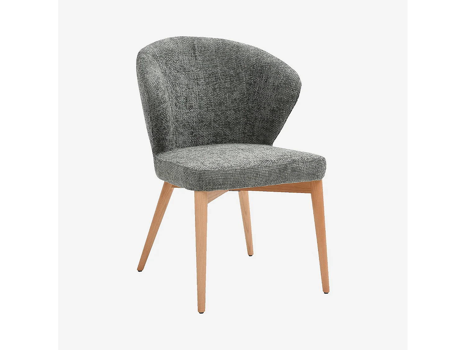 Habitat - Lot de 2 chaises en tissu chenille et bois massif couleur chêne - Vert sapin - Luris