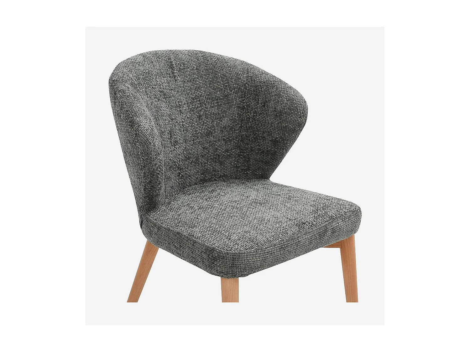 Habitat - Lot de 2 chaises en tissu chenille et bois massif couleur chêne - Vert sapin - Luris