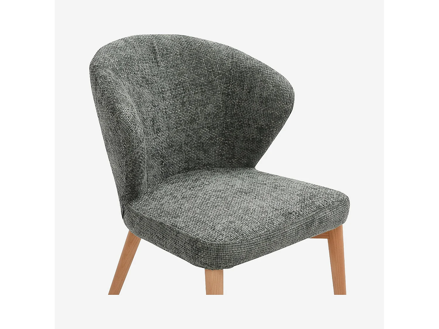 Habitat - Lot de 2 chaises en tissu chenille et bois massif couleur chêne - Vert sapin - Luris