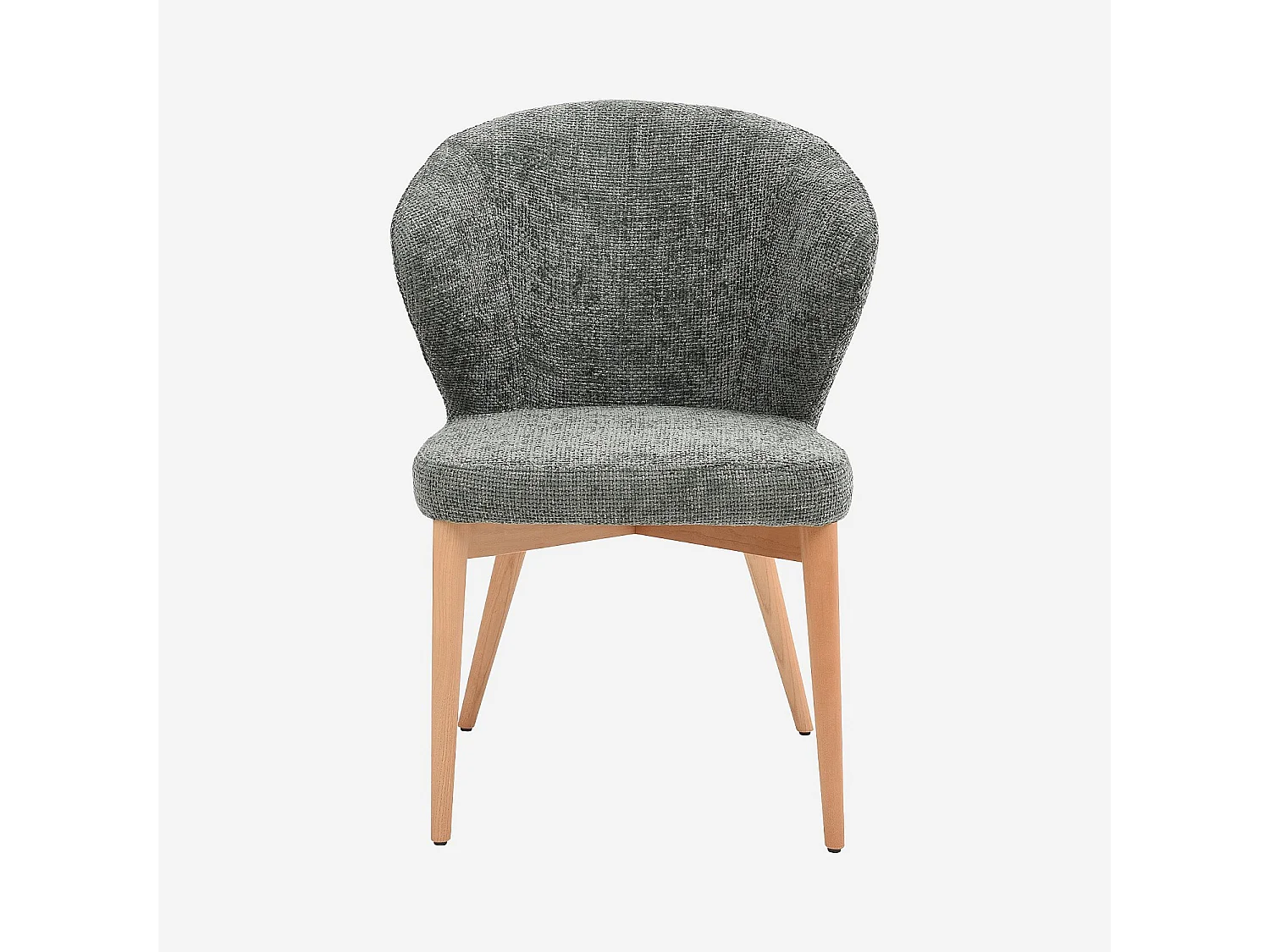 Lot de 2 chaises en tissu chenille et bois massif finition chêne - Vert sapin
