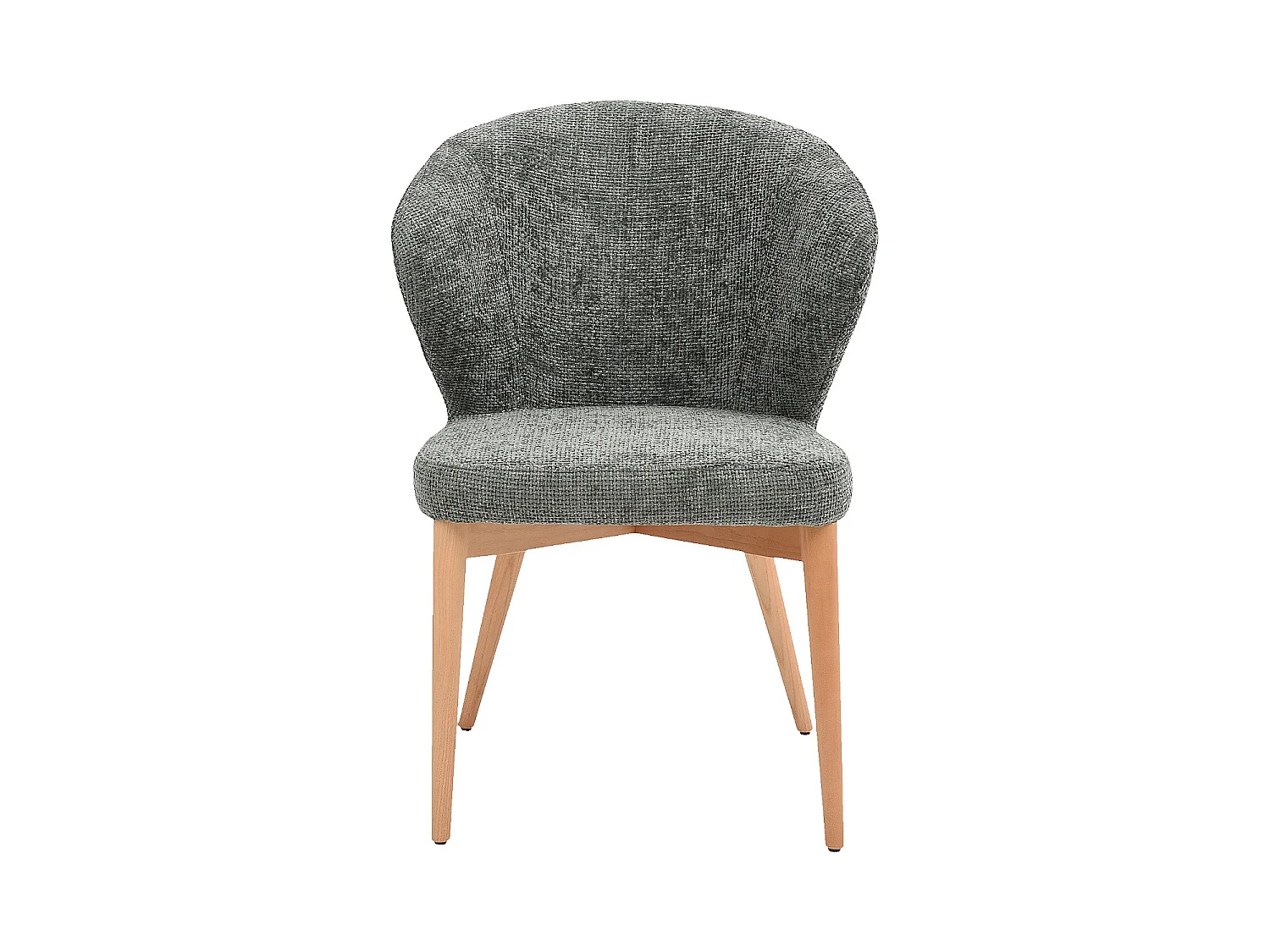 Habitat - Lot de 2 chaises en tissu chenille et bois massif finition chêne - Vert sapin - Luris