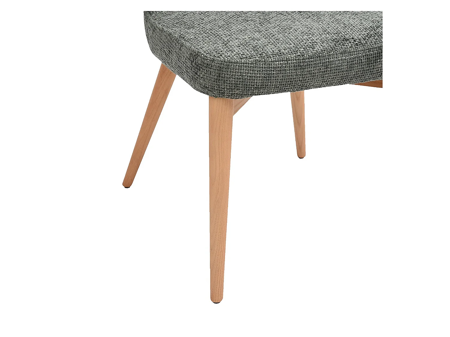 Habitat - Lot de 2 chaises en tissu chenille et bois massif finition chêne - Vert sapin - Luris