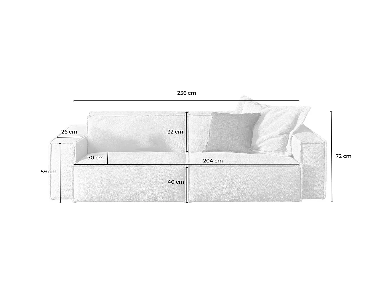 Canapé - gris clair tissu tissé - SAMU