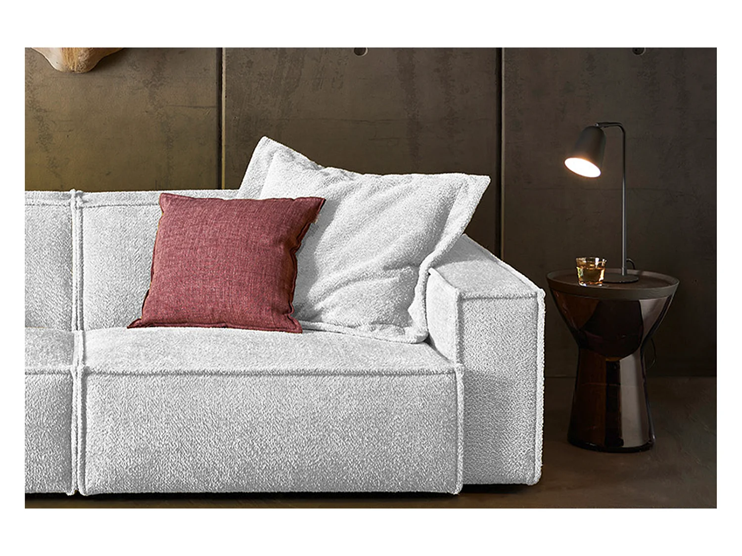 Canapé - gris clair tissu tissé - SAMU