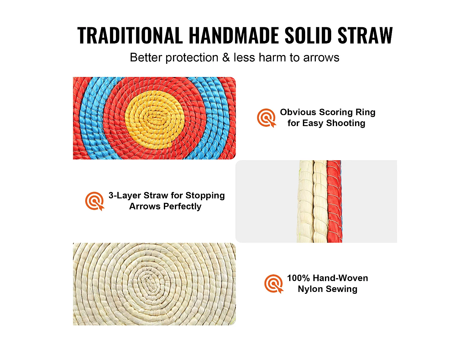 Cible de Tir à l'Arc d'Extérieur SucceBuy, 50,8 cm, Cible de Flèche en Paille Solide pour le Tir à l'Arc