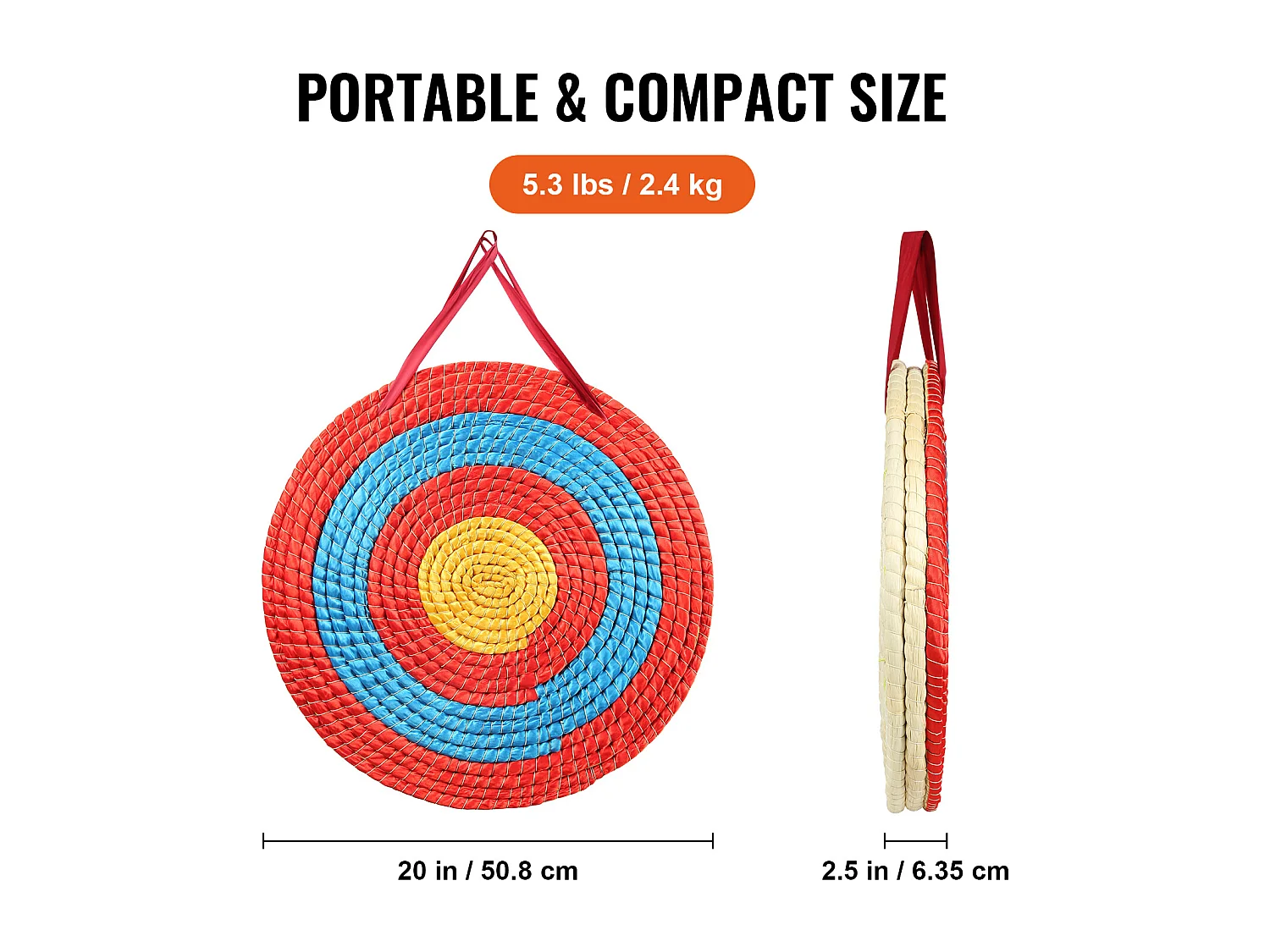 Cible de Tir à l'Arc d'Extérieur SucceBuy, 50,8 cm, Cible de Flèche en Paille Solide pour le Tir à l'Arc