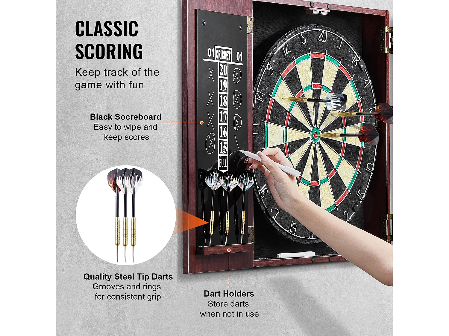 Dart-Set mit Stahlspitzen SucceBuy, Offizielle Größe, mit Zubehör