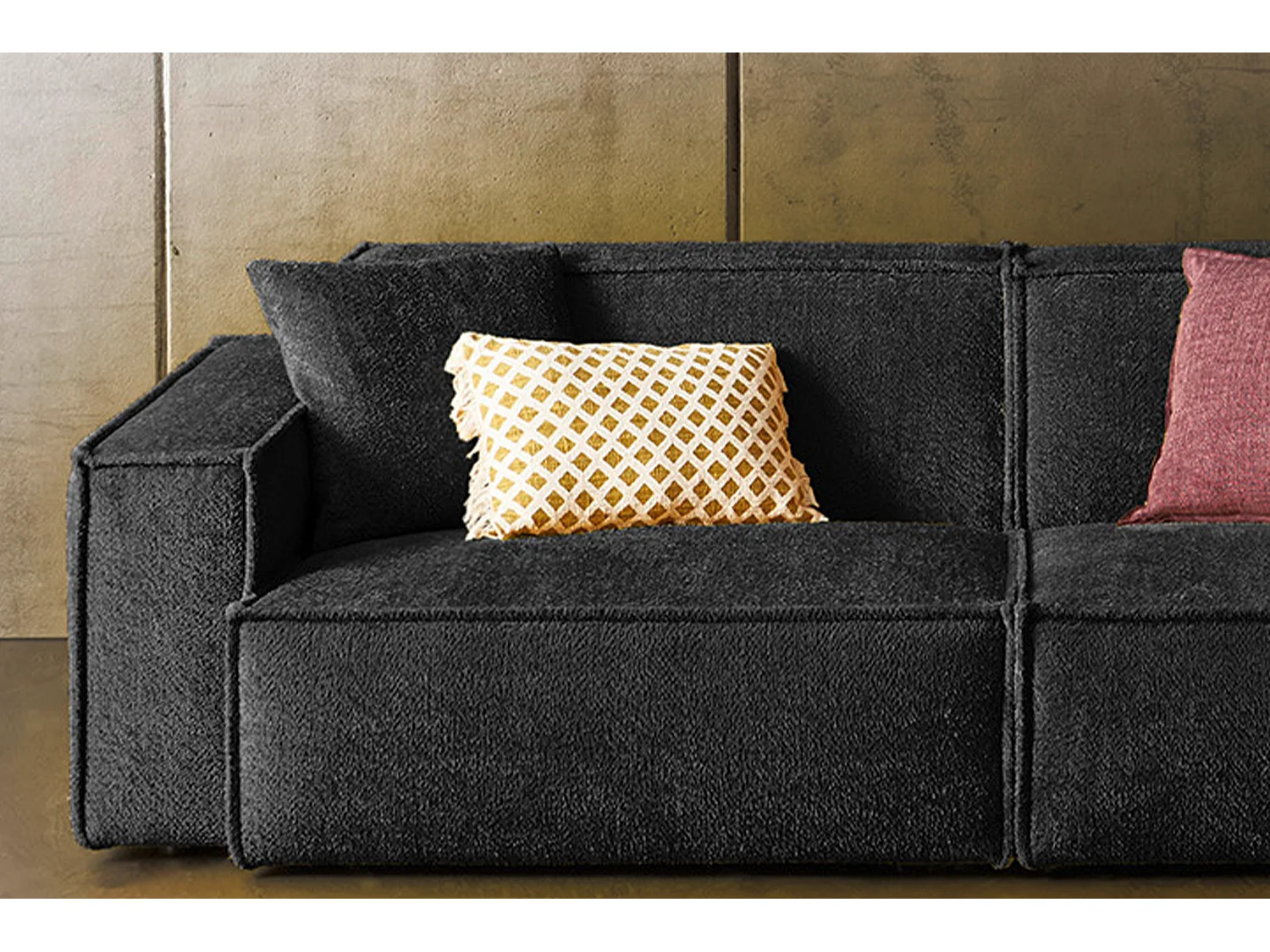 Canapé - Noir tissu tissé - SAMU