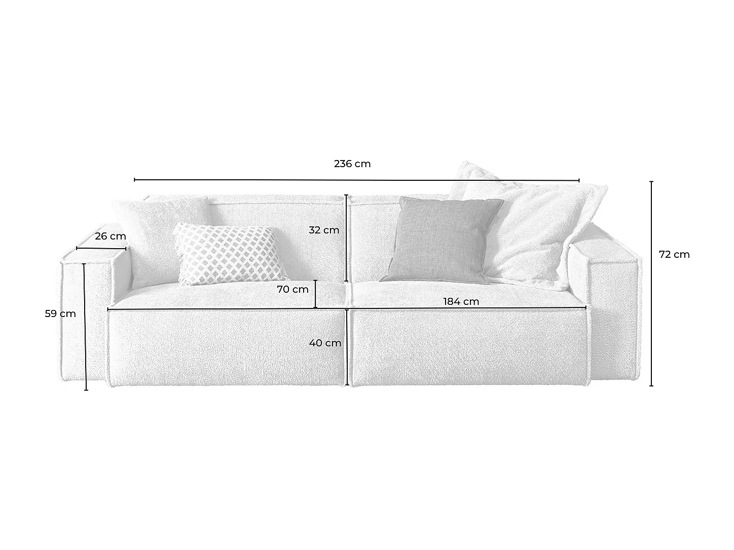 Sofa - Schwarz Webstoff - SAMU