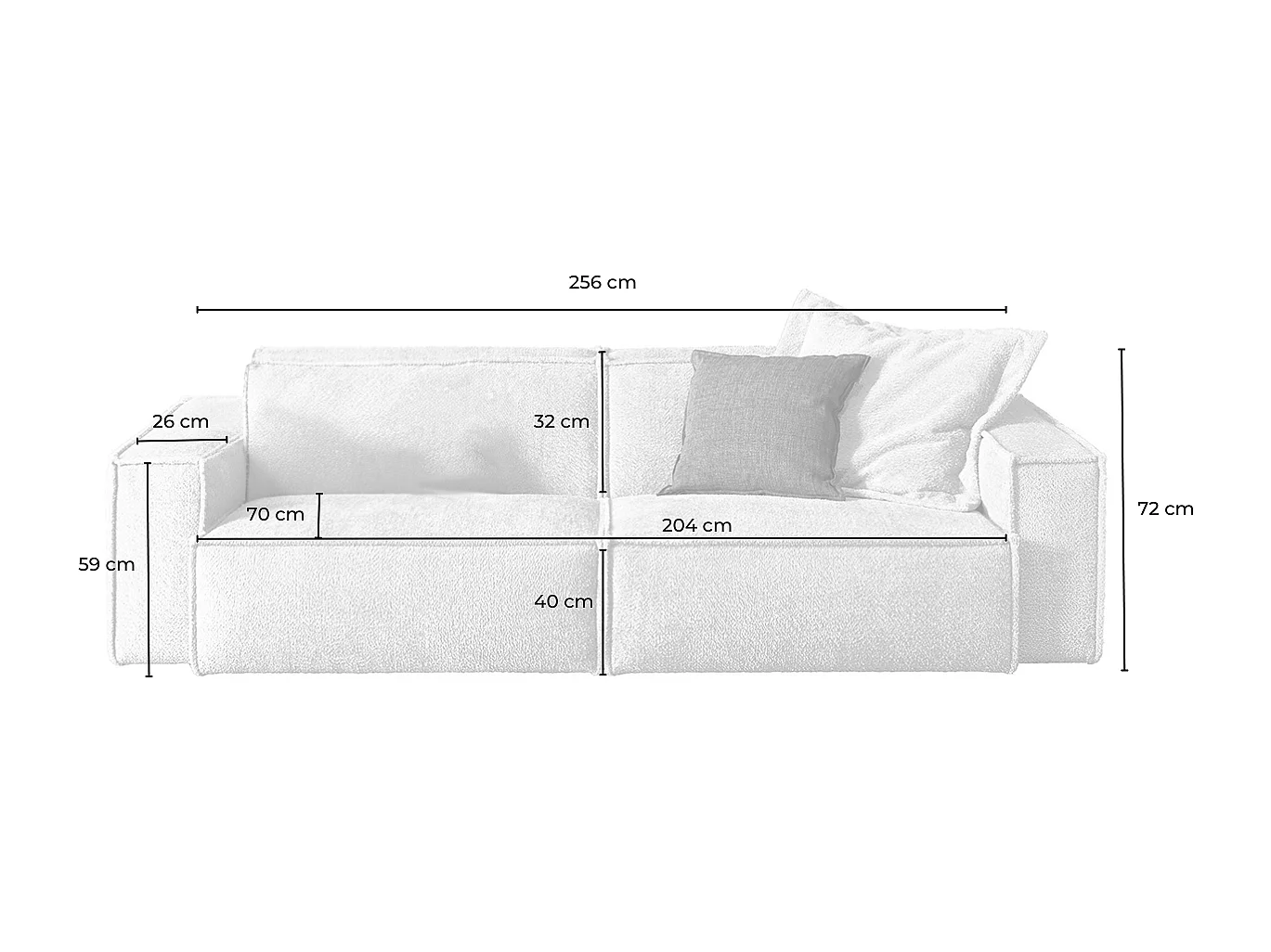 Sofa - Grau Webstoff - SAMU