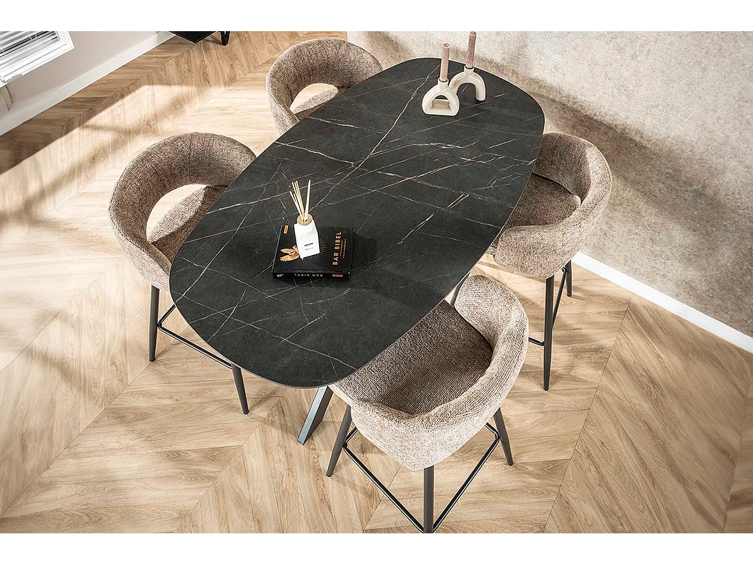 Bartafel - Zwart Hout - 140 x 80 cm - SESTA