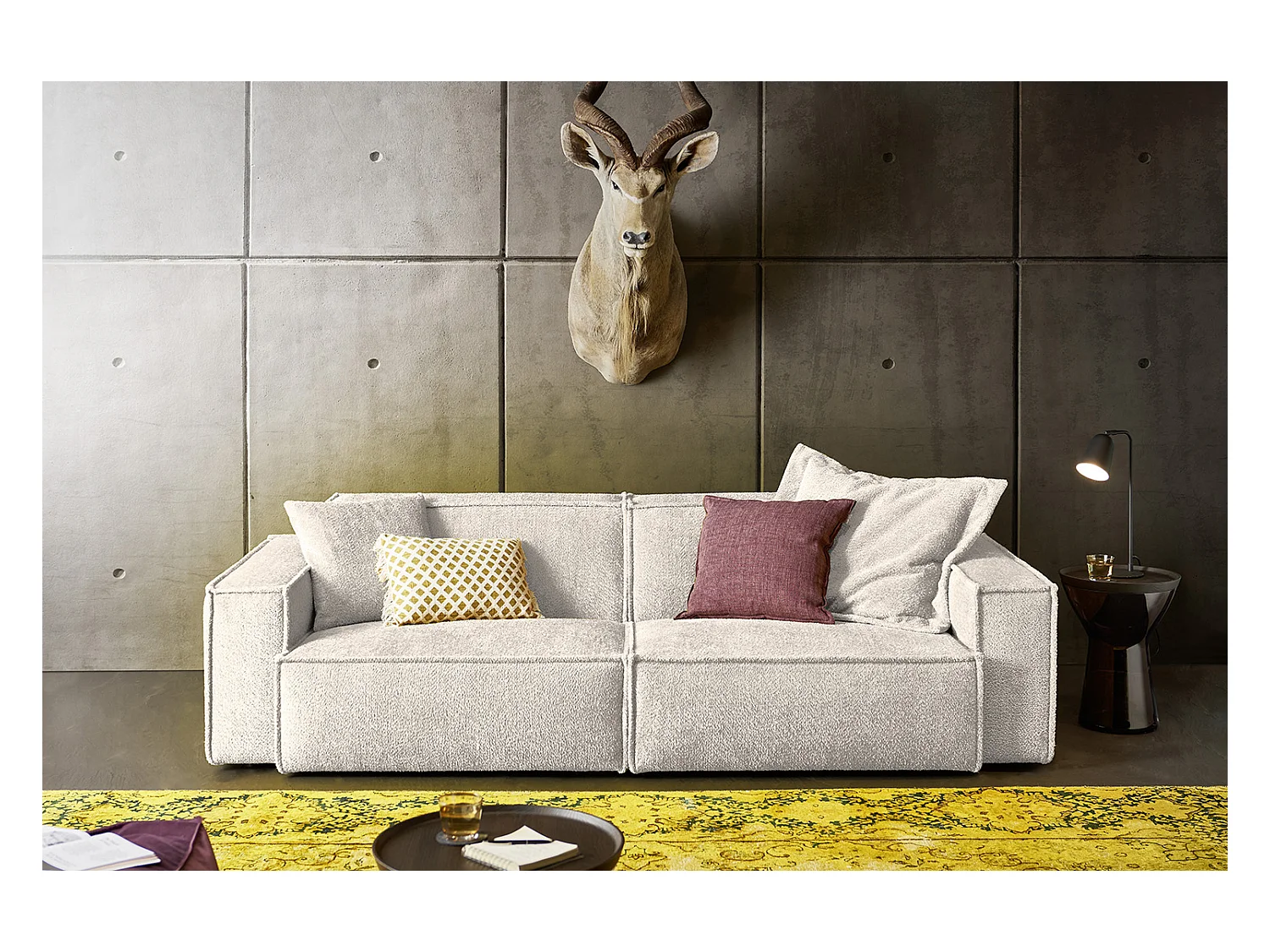 Canapé - blanc tissu tissé - SAMU