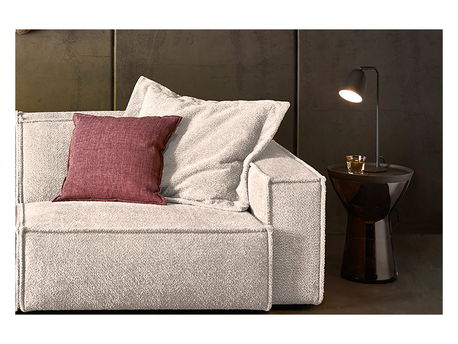 Canapé - blanc tissu tissé - SAMU