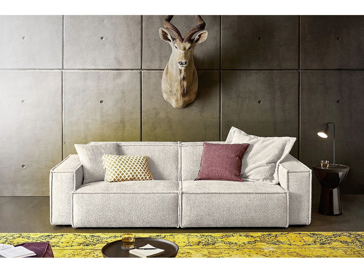 Sofa - Weiß Webstoff - SAMU