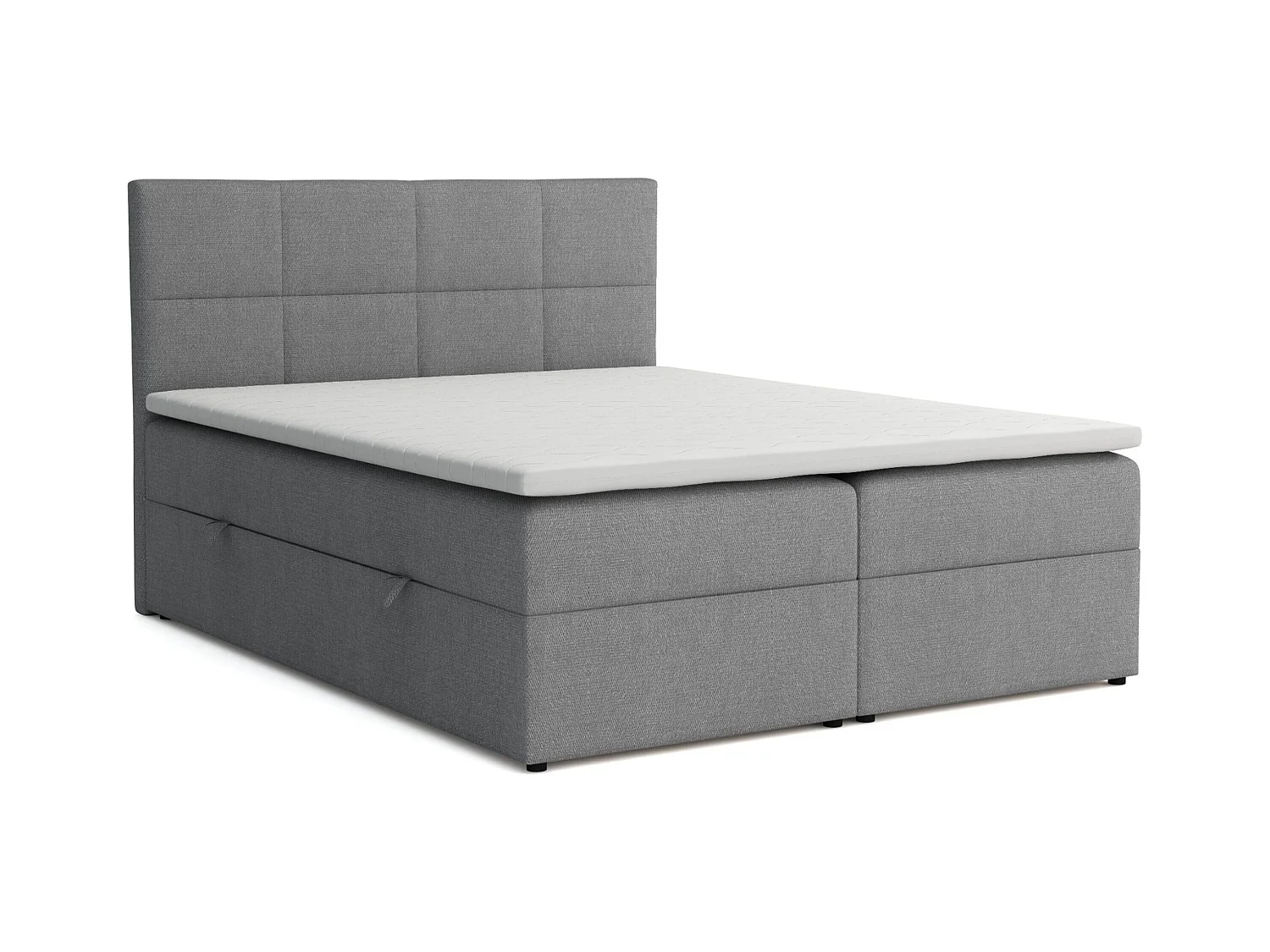 Lit Boxspring Betty avec 2 caissons de lit, lit rembourré dimensions: 140x200, couleur: gris, tissu velours