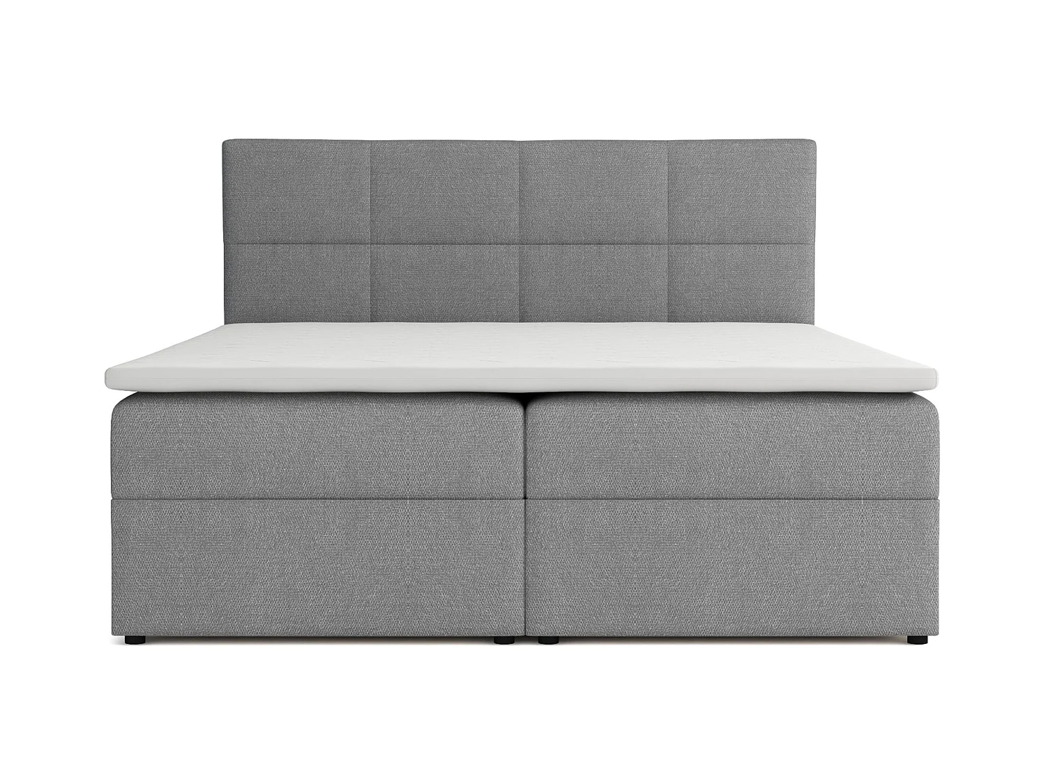 Lit Boxspring Betty avec 2 caissons de lit, lit rembourré dimensions: 140x200, couleur: gris, tissu velours