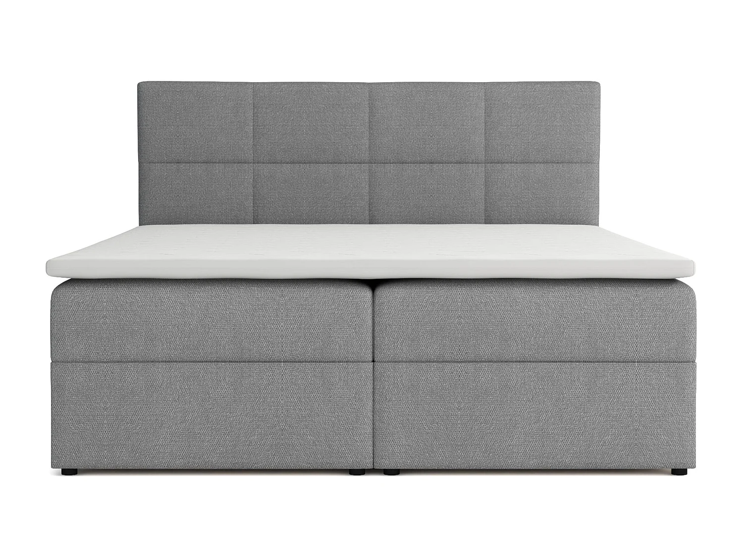 Lit Boxspring Betty avec 2 caissons de lit, lit rembourré dimensions: 140x200, couleur: gris, tissu velours