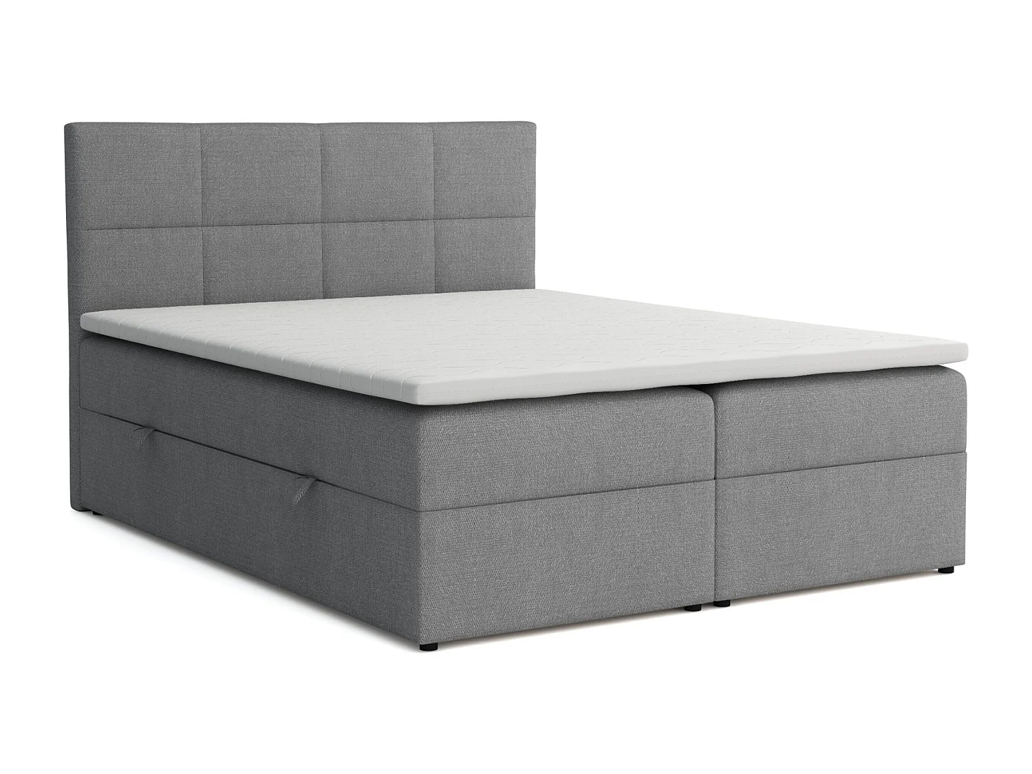 Lit Boxspring Betty avec 2 caissons de lit, lit rembourré Dimensions: 160x200, Couleur: gris, tissu velours