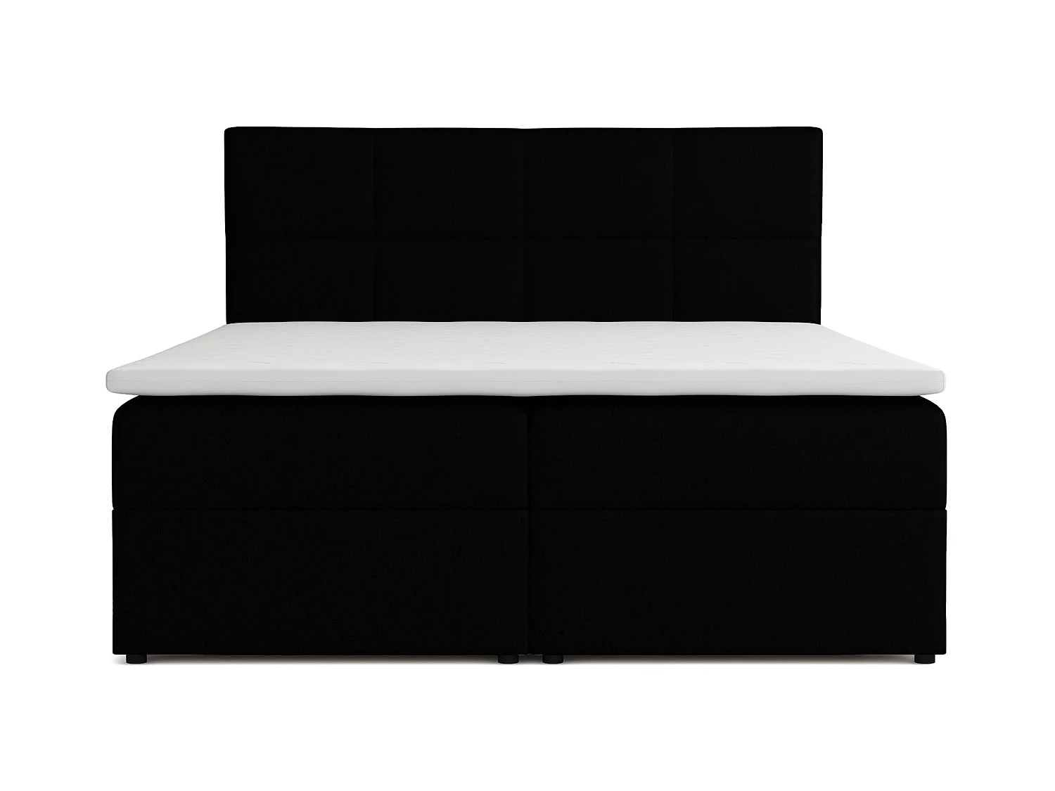 Lit Boxspring Betty avec 2 caissons de lit, lit rembourré dimensions: 140x200, couleur: noir, tissu velours