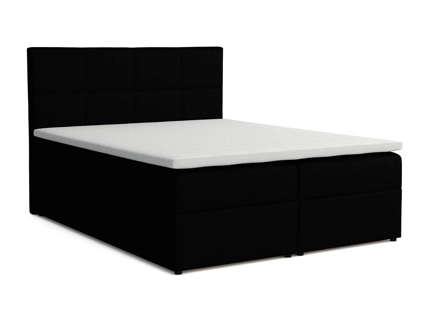 Lit Boxspring Betty avec 2 caissons de lit, lit rembourré dimensions: 140x200, couleur: noir, tissu velours