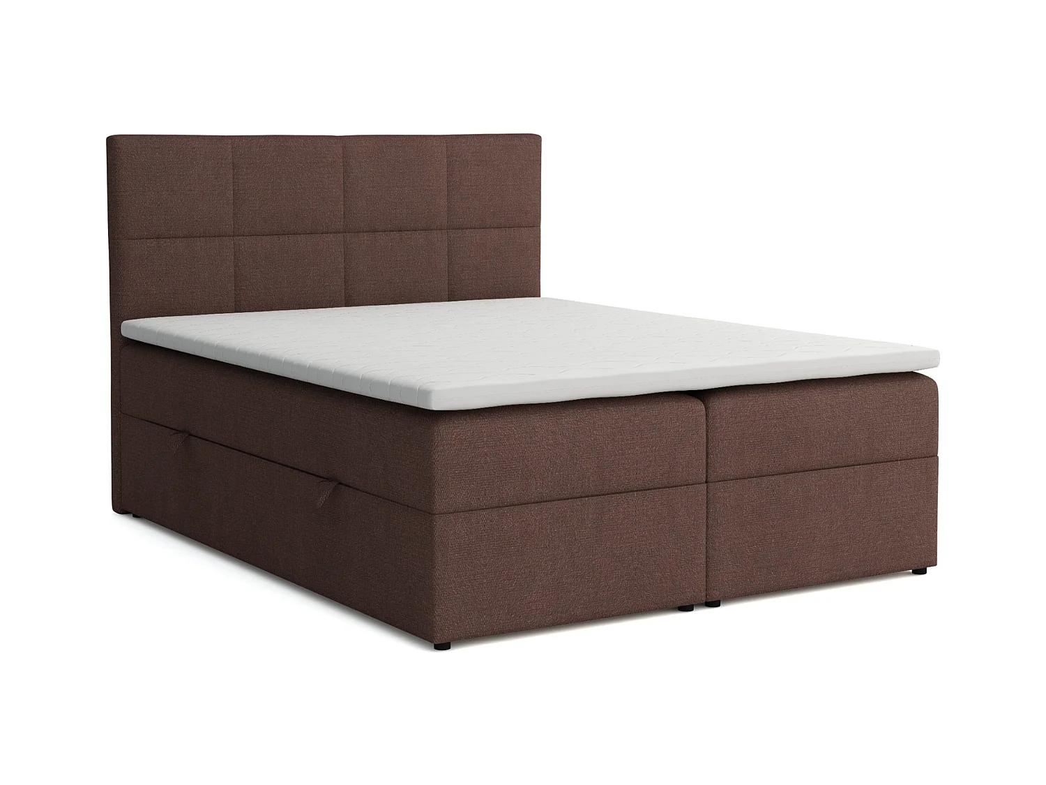 Lit Boxspring Betty avec 2 caissons de lit, lit rembourré dimensions: 140x200, couleur: brun, tissu velours
