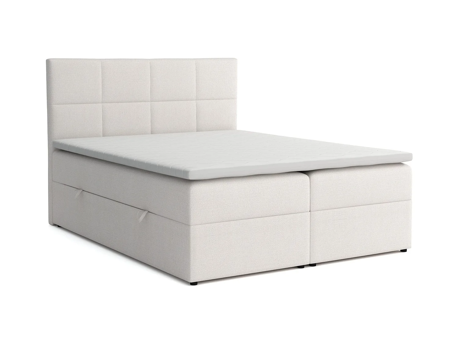 Lit Boxspring Betty avec 2 caissons de lit, lit rembourré Dimensions: 180x200, Couleur: Beige, Tissu velours, Lit double avec matelas Bonell incl. topper