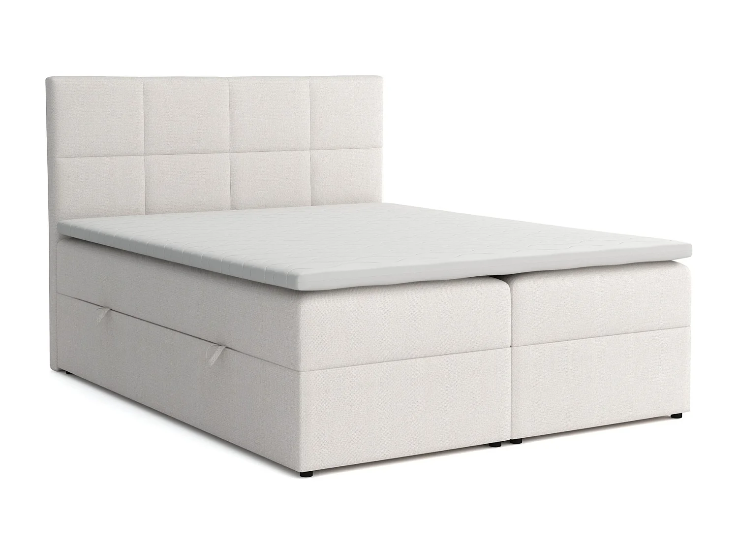 Lit Boxspring Betty avec 2 caissons de lit, lit rembourré dimensions: 140x200, couleur: beige, tissu velours
