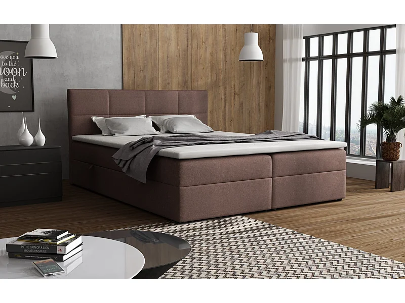 Lit Boxspring Betty avec 2 caissons de lit, lit rembourré dimensions: 160x200, couleur: brun, tissu velours