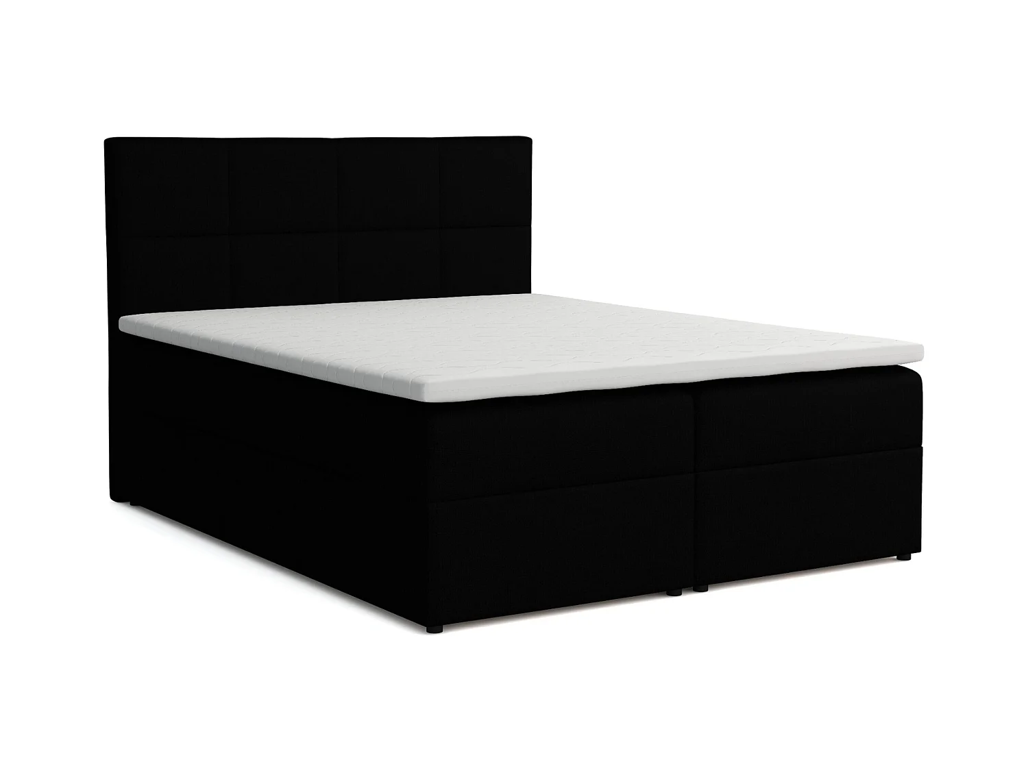 Lit Boxspring Betty avec 2 caissons de lit, lit rembourré dimensions: 180x200, couleur: noir, tissu velours