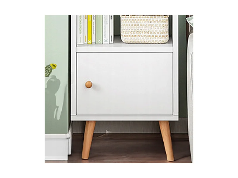 Regał stojący biały na książki półki wysoki skandynawski słupek szafa loft