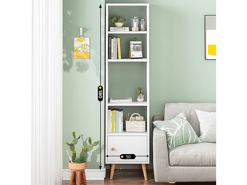 Libreria a muro bianca alta Scandinavian pole loft cabinet