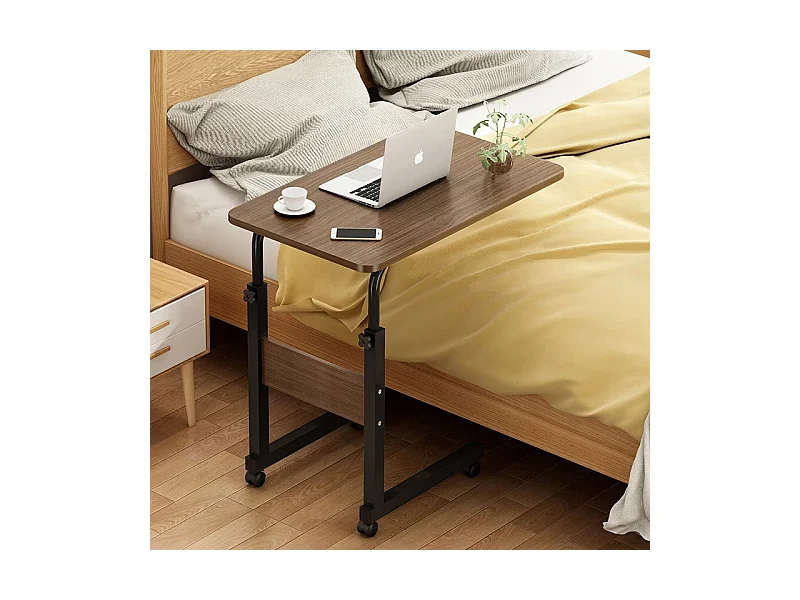 Table portable sur roulettes bureau de chevet mobile réglable en hauteur