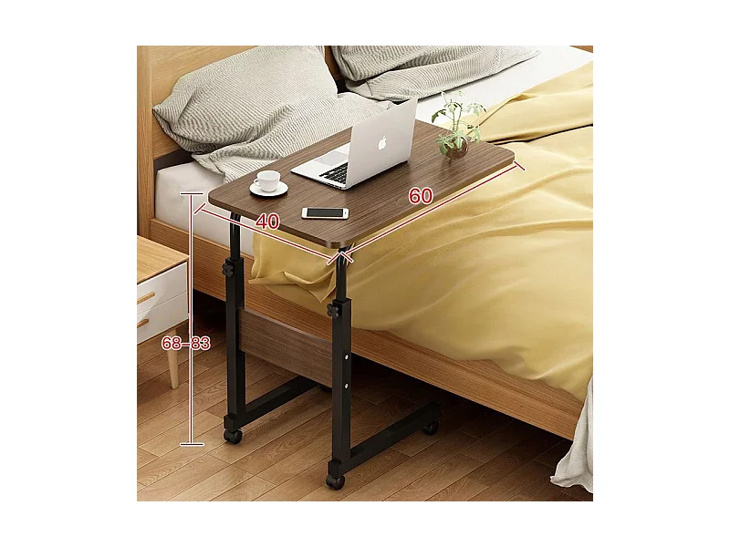 Table portable sur roulettes bureau de chevet mobile réglable en hauteur