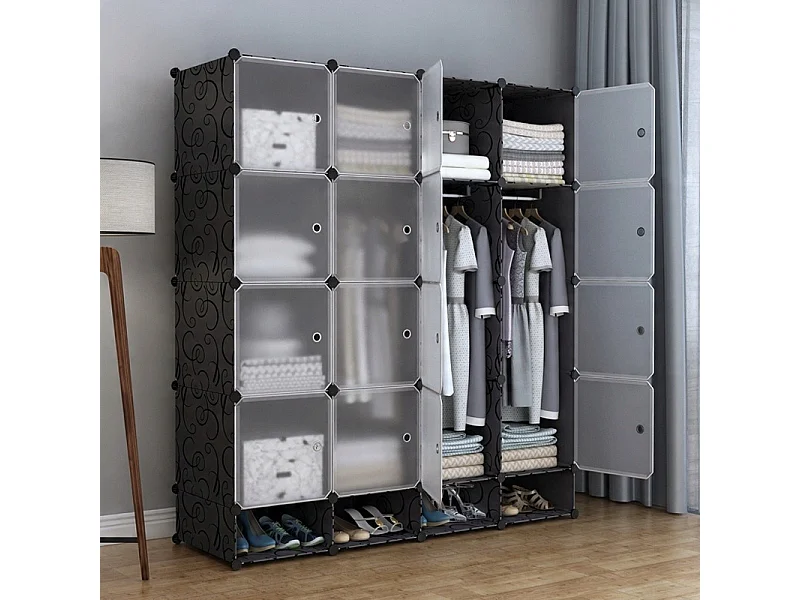 Duża modułowa szafa garderoba półka wieszak xxl czarna wysoka pojemna