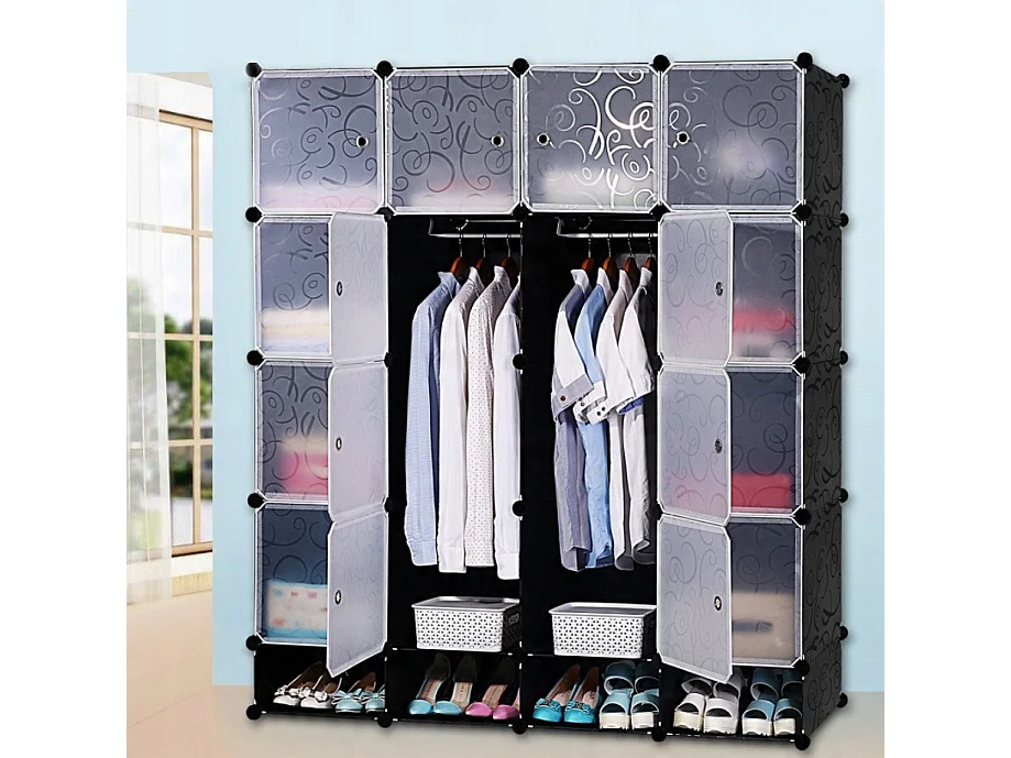 Duża modułowa szafa garderoba półka wieszak xxl czarna wysoka pojemna