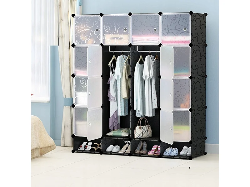 Duża modułowa szafa garderoba półka wieszak xxl czarna wysoka pojemna