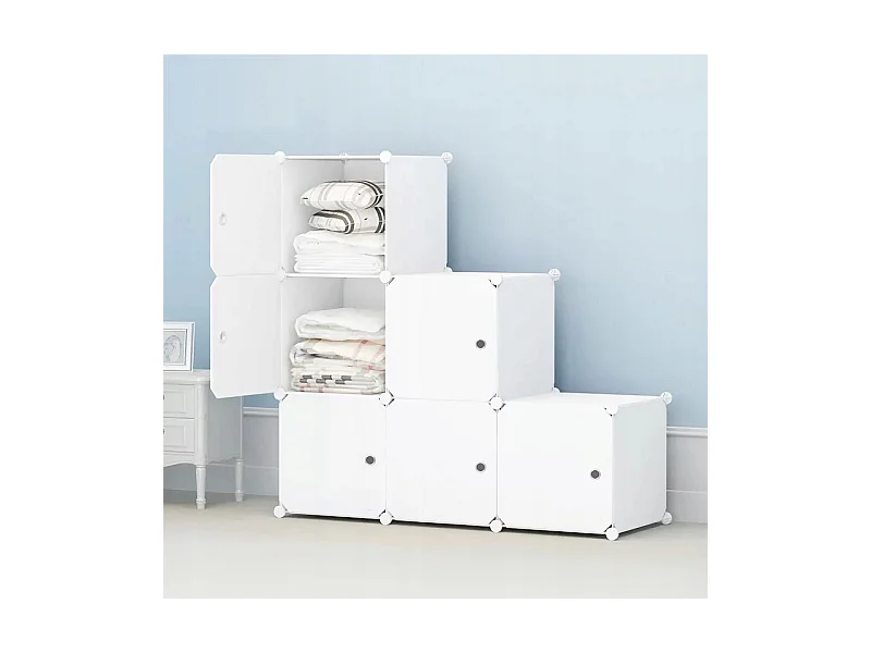 Grande armoire modulaire blanche spacieuse xxl pour vêtements étagères tringles