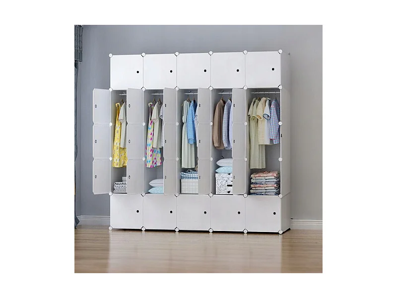 Grote modulaire kledingkast wit ruime xxl voor kledingplanken roede