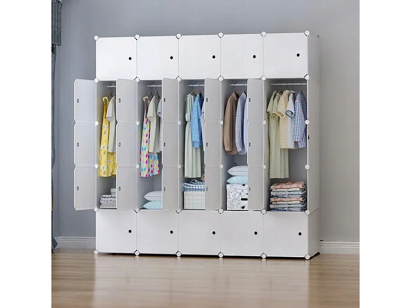 Roupeiro modular grande branco espaçoso xxl para roupa prateleiras varão