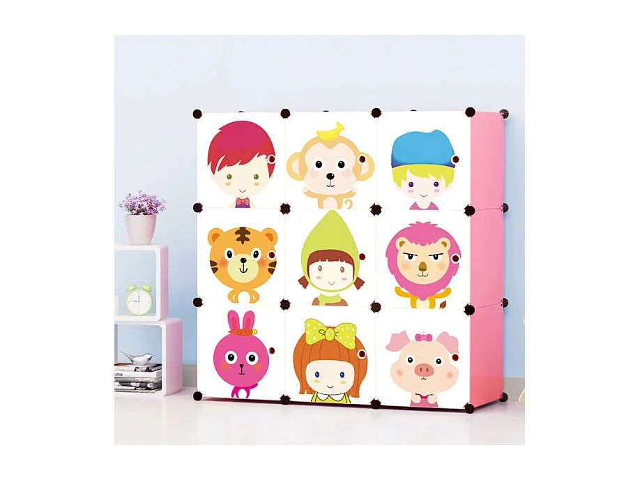 ARMOIRE MODULAIRE ÉTAGÈRE GARDE-ROBE POUR ENFANTS COLORÉE POUR VÊTEMENTS ET JOUETS