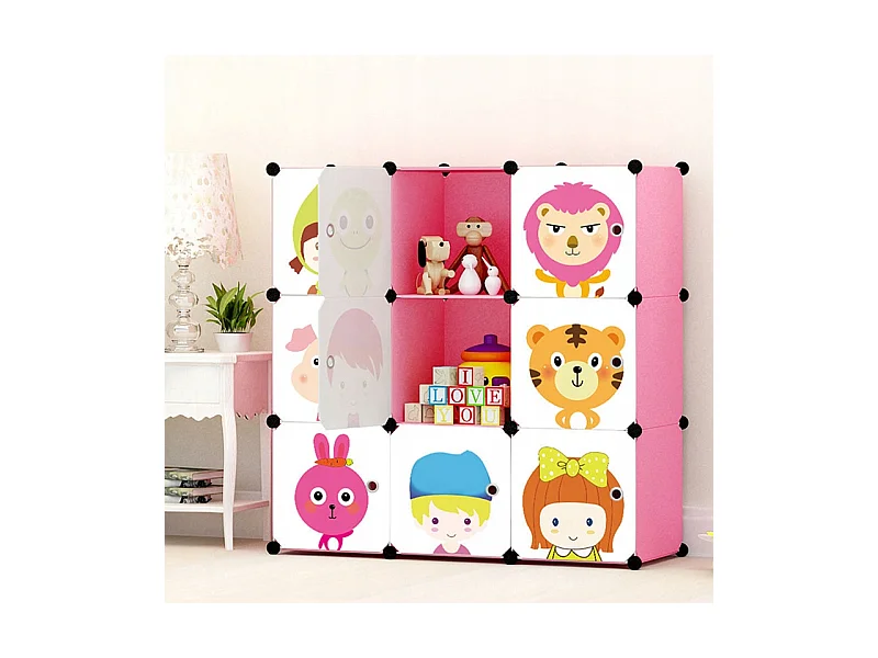 ARMOIRE MODULAIRE ÉTAGÈRE GARDE-ROBE POUR ENFANTS COLORÉE POUR VÊTEMENTS ET JOUETS